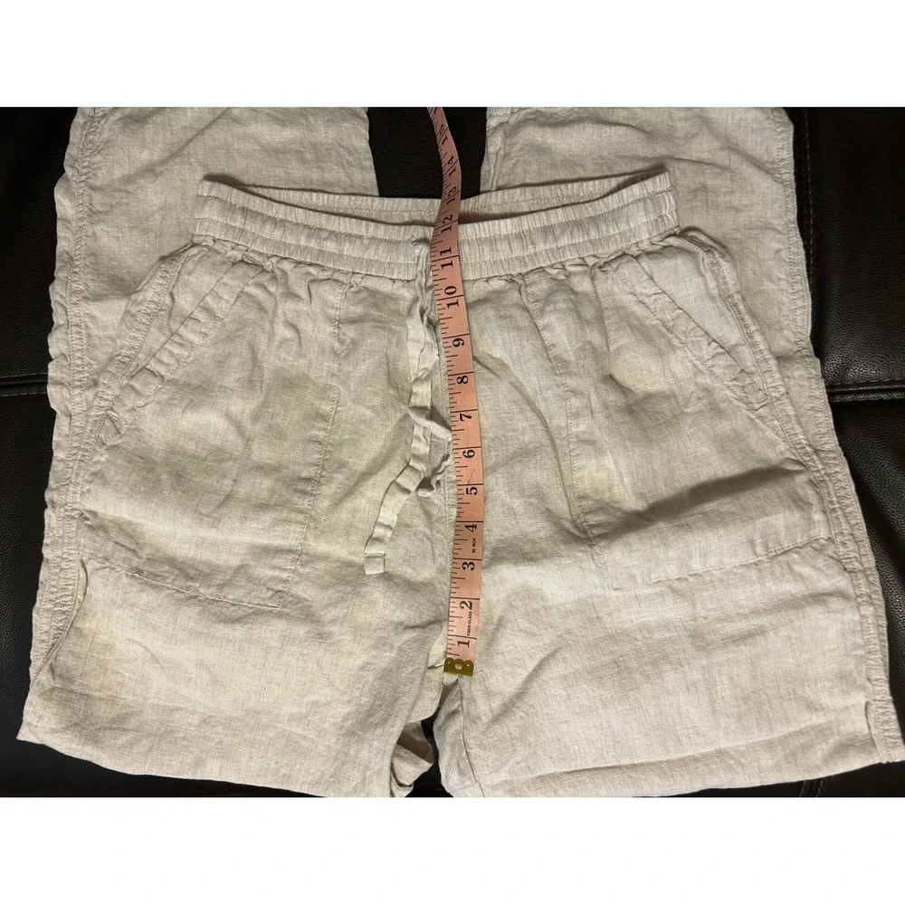 Banana Republic Beige Linen Straight Leg Drawstring Pants. Women's Size Small.